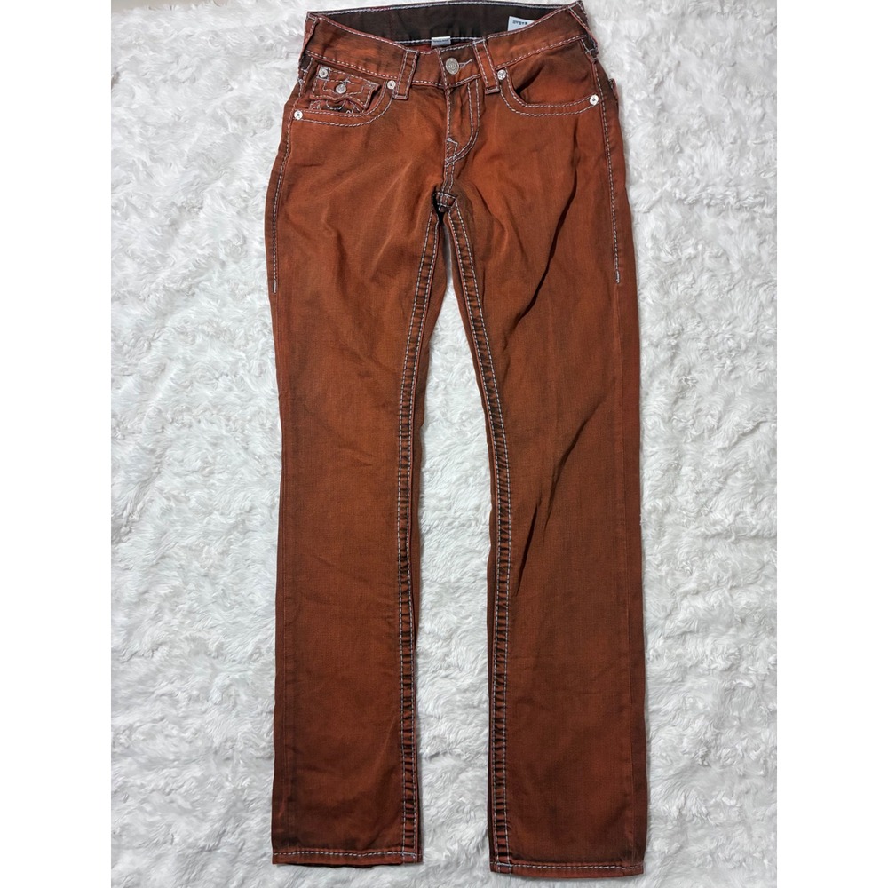 True Religion Ricky Super T Burnt Orange Straight Leg Men's Jeans 28‎